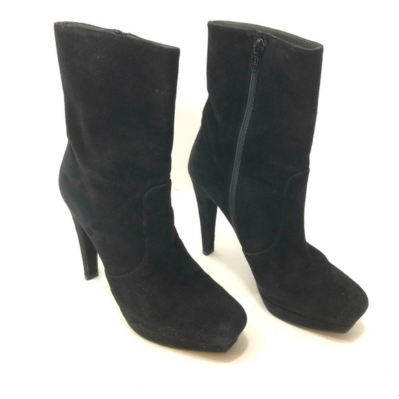 STUART WEITZMAN Black Suede Platform Booties - Picture 2 of 11